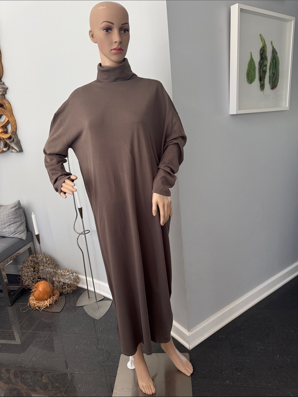 Zara Brown Turtleneck Dress